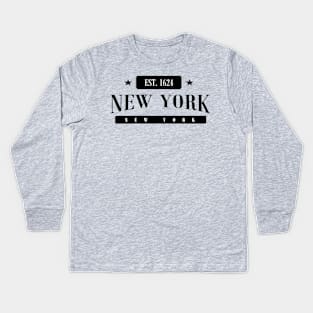 New York Est. 1624 (Standard Black) Kids Long Sleeve T-Shirt